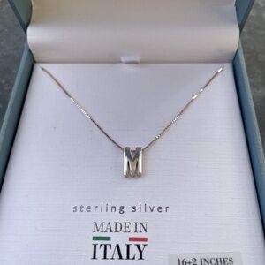 Mia Fiore Sterling Silver "M" Initial Italy Necklace 16"+2"
